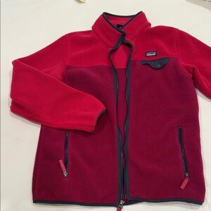 Patagonia Kids' Two-Tone Fleece Jacket - Red and Burgundy